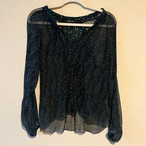 Zadig & Voltaire Black Sheer Silk Long Sleeve Blouse Size S